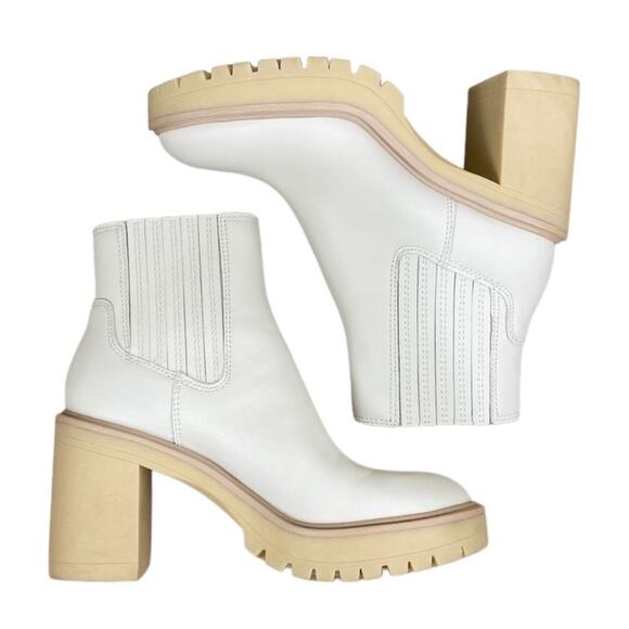 Dolce Vita Caster H2O Women Platform Ankle Boot/Booties Sz 8.5 Ivory Leather New - Picture 1 of 14